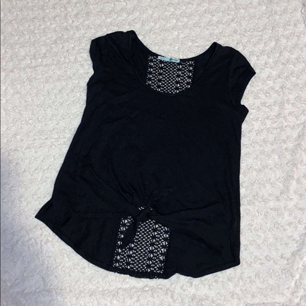Maurices Black Front Tie Top